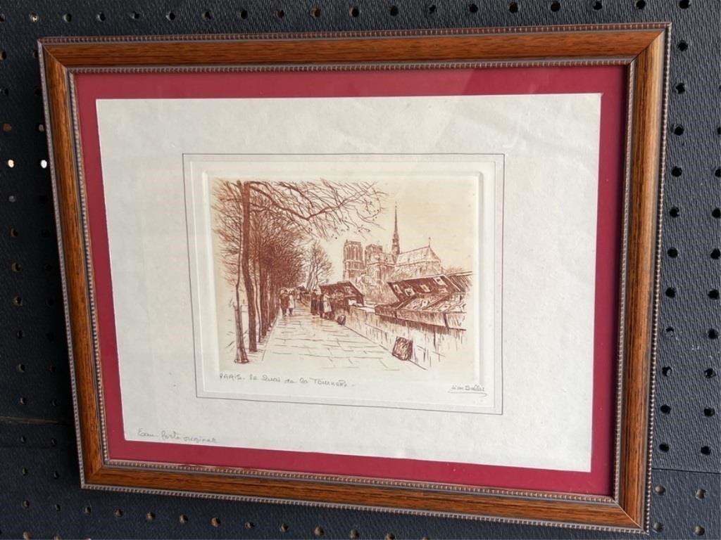 ORIGINAL SIGNED ETCHING FRENCH ARTIST LEON SALLES