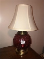 Fenton cranberry rose lamp