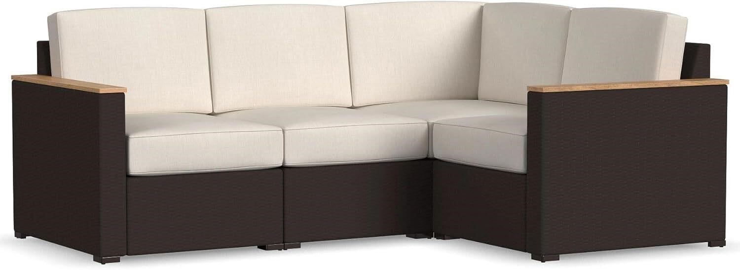 NO CUSHIONS: 4-Seat Sectional  Brown