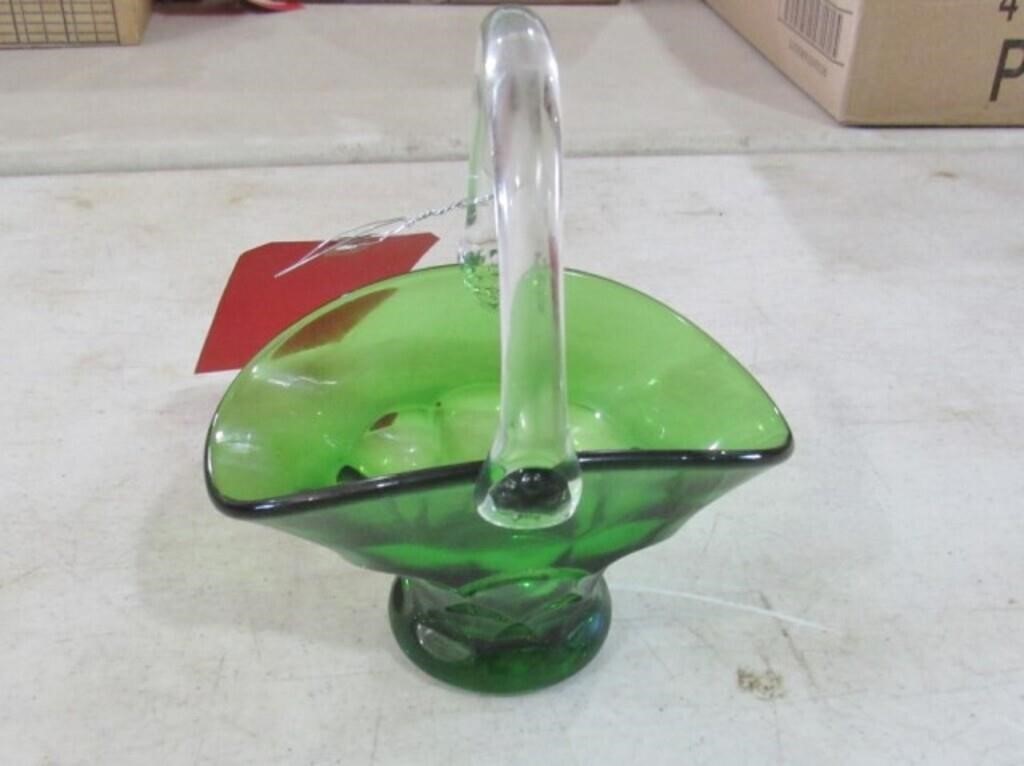 Cambridge Glass Co. 6" emerald green basket