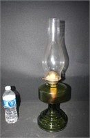 20" green depression glass oil lamp