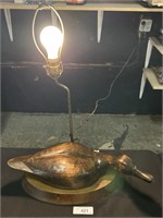 Carved Wood Duck Lamp.