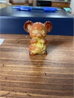 Boyd glass mouse, pink red uranium glass