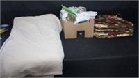 large bed cover, seat cushions, dish towels, more