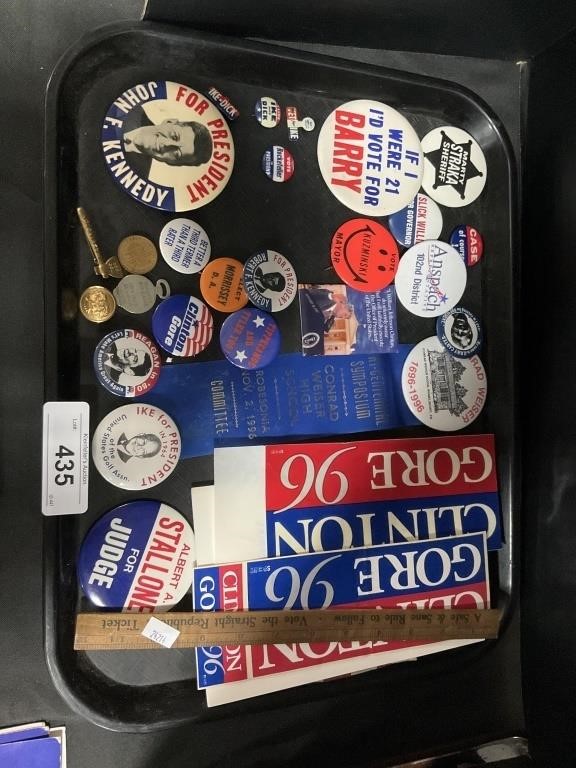 Political Tray Lot Badges & Pins, Kennedy,