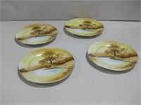 Four 9" Norttake Hand Painted China Plates