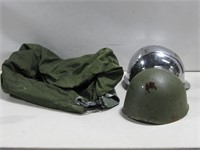 WWII Chrome Helmet W/Liner & Bag See Info