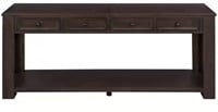 63" Expresso Brown Rectangle Pine Wood Console Tab
