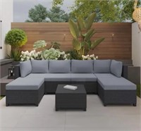 21 Pc Black Wicker Outdoor Sectional Set with Pill