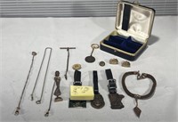 13 Antique Pocket watch chains, Pin back, Fobs