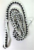 Long Black & White Leather Horse Whip 74.8"