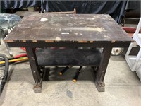 Vintage Oak Artisan Crafting Table.