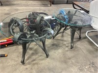Rustic Wrought Iron Glass Top End Tables.