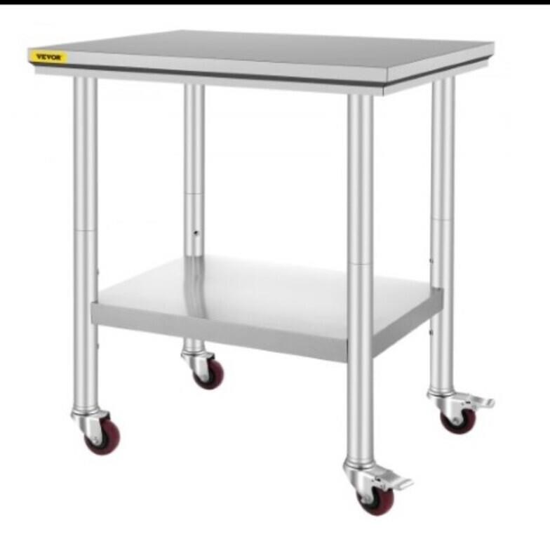 Vevor Stainless Steel Work Table with Wheels 24x30