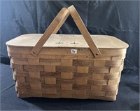 Vtg Wooden Picnic Basket