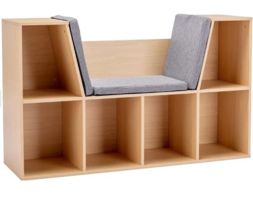 6-Cubby Kids Bookcase w/Reading Nook