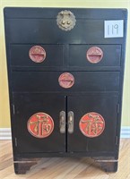 Antique Black Laquer Cabinet W/ Lift Top