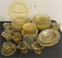 60 pc Yellow Depression Glass" Federal Patrician"
