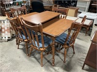 Clean Solid Wood Dining Table & (5) Chair Set.