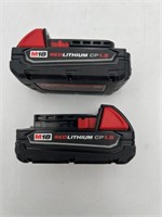 2 Pack Milwaukee AS IS M18 Red Lithium Batteries W