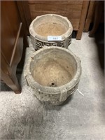 (2) French Country Concrete Planters.;
