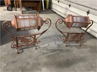 (2) Heavy Colonial Style Wrought Iron Lanterns.