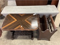Country Style Wooden Bench, Magazine Holder.