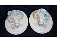 Chalkware Victorian Plaques Set 1895-Resale $129