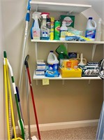 cleaning supplies, ironing board etc