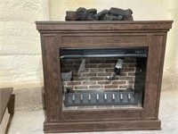 Small TV 33.5" Stand Fireplace with Space Heater a