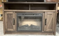Beige Electric Fireplace TV stand with Space Heate