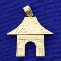 Traditional Asian Temple or Shrine Pendant in 14K