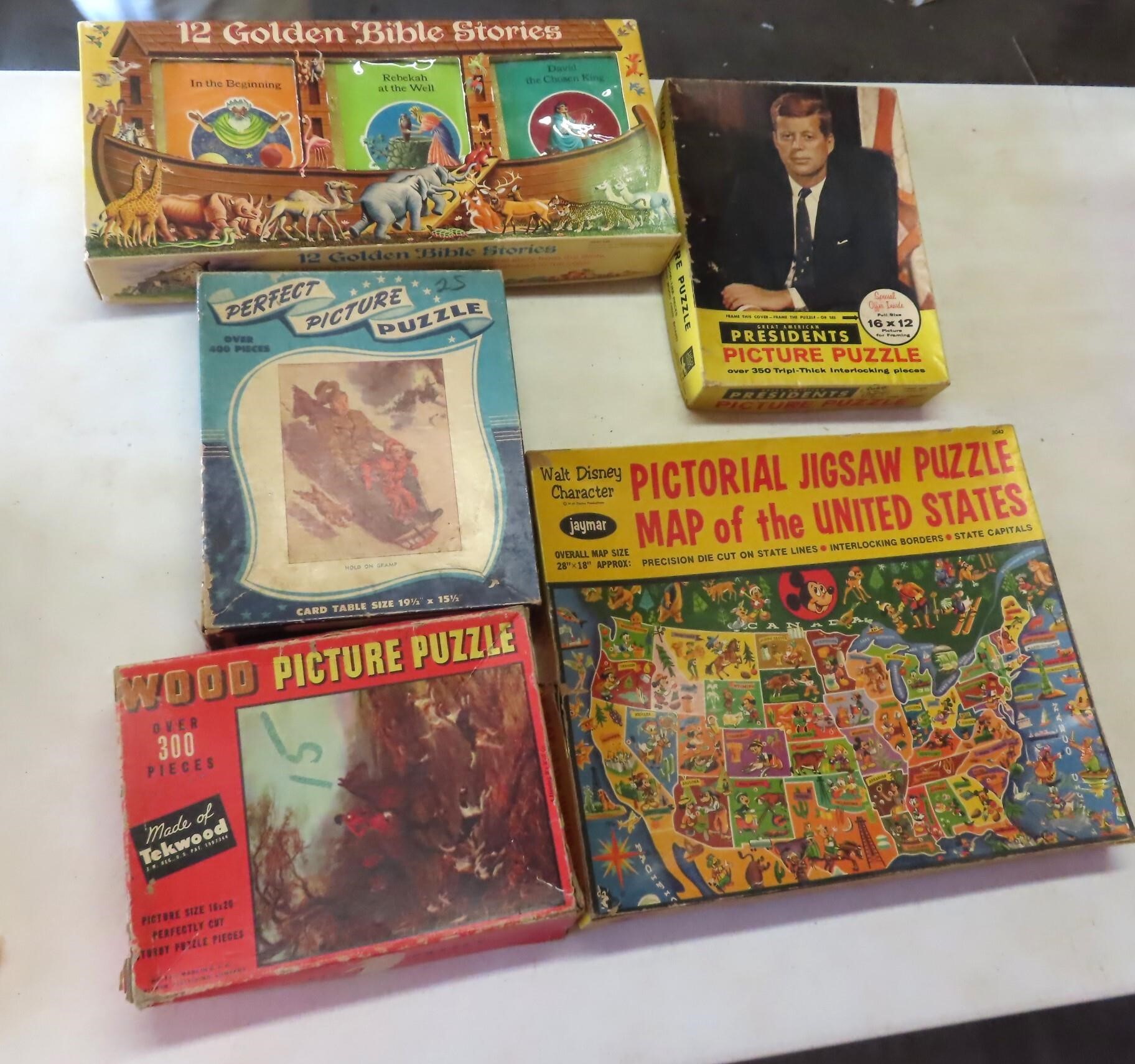 Vintage Puzzles incl JFK. NO SHIPPING