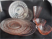 Block Optic Pink Depression Glass. NO SHIPPING