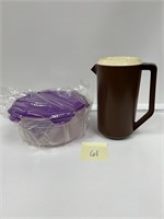 Rubbermaid Vtg Pitcher & New Storage Containers