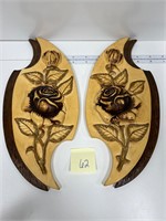 Mich Composition & Lamp Chalkware Rose Wall Plaque