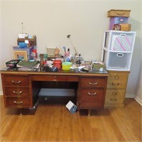 Desk with Contents, 2 drawer file cabinet and More
