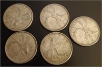 1961,2,4,5,6 CDN Silver Quarters