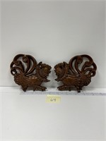 Vintage Brown Rooster Chicken Wall Plaques
