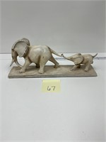 Mother & Baby Elephant Walking Figurine Statue
