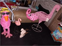 5 different flamingos tallest is 21"" wicker