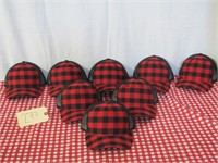 Qty 8 Black & Red Plaid Trucker / Ball Caps Hats