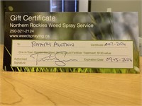 Gift Certificate - Weed Spray (Value: $150)