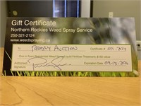 Gift Certificate - Weed Spray (Value: $150)