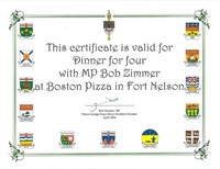 Gift Certificate - Dinner for 4 with Bob Zimmer