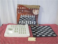 Melannco Photo Chess Checkers Glass Game Board