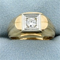 1/3ct Solitaire Diamond Ring in 14K Yellow and Whi