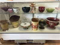 Pottery Vases, Crystal Bowls, Cake Tray etc