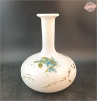 Milk Glass Antique Decanter Bottle, Hand-Painted