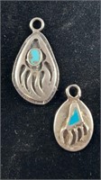 (2) Sterling & Turquoise Pendants